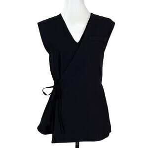 Zara Wrap Front Sleeveless Black Blouse Top Vest Size Small